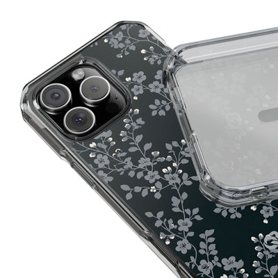 Black Impact MagSafe Phone Case for iPhone - Midnight Slate Blossom