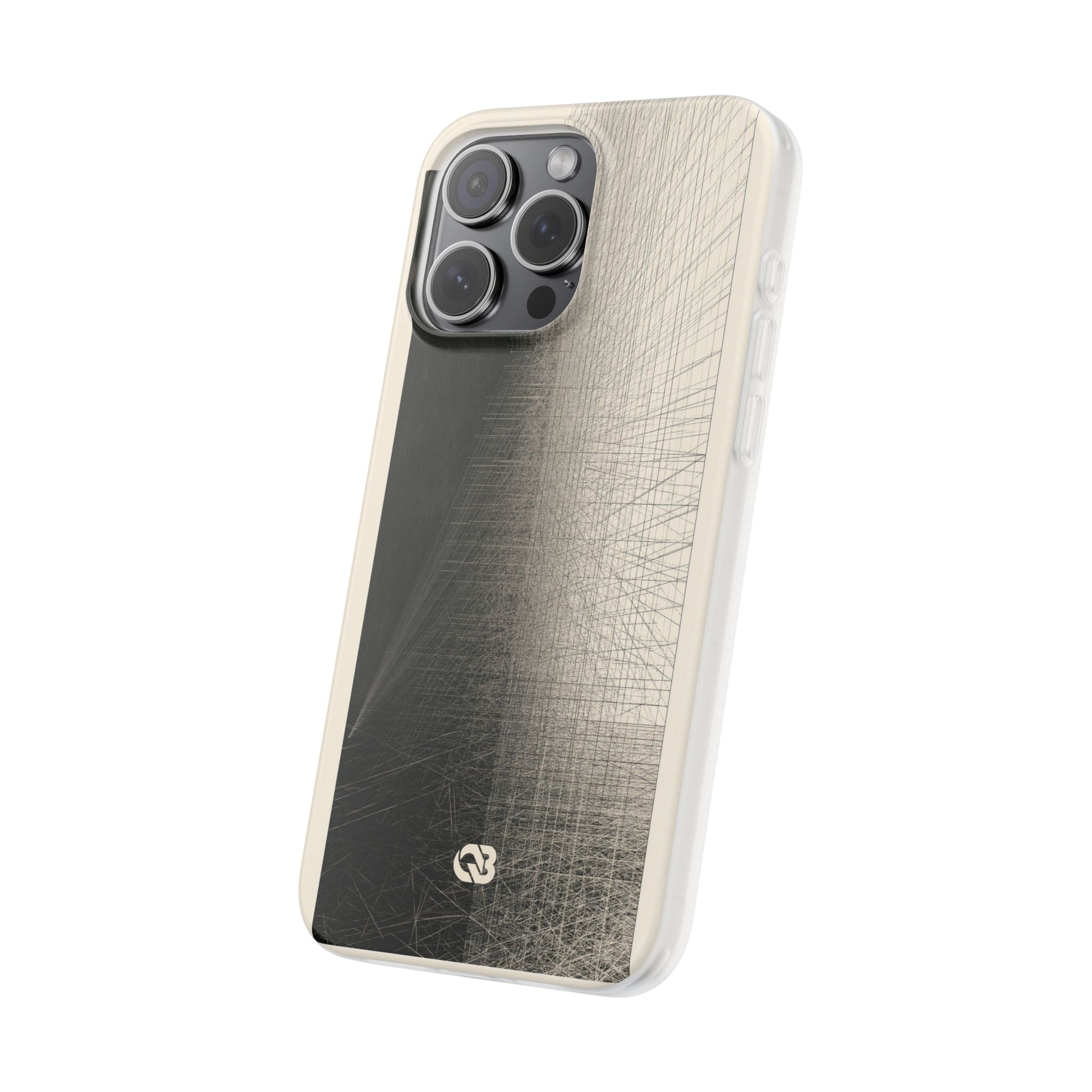Beige Lite Phone Case for iPhone - Brutalist Graphite Grid