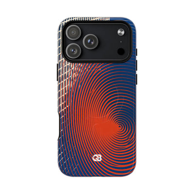 Blue Tough 2.0 Magsafe Phone Case for iPhone - Orange Orbit Grid