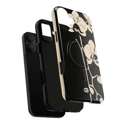 Black Tough 2.0 Magsafe Phone Case for iPhone - Obsidian Bone Orchid