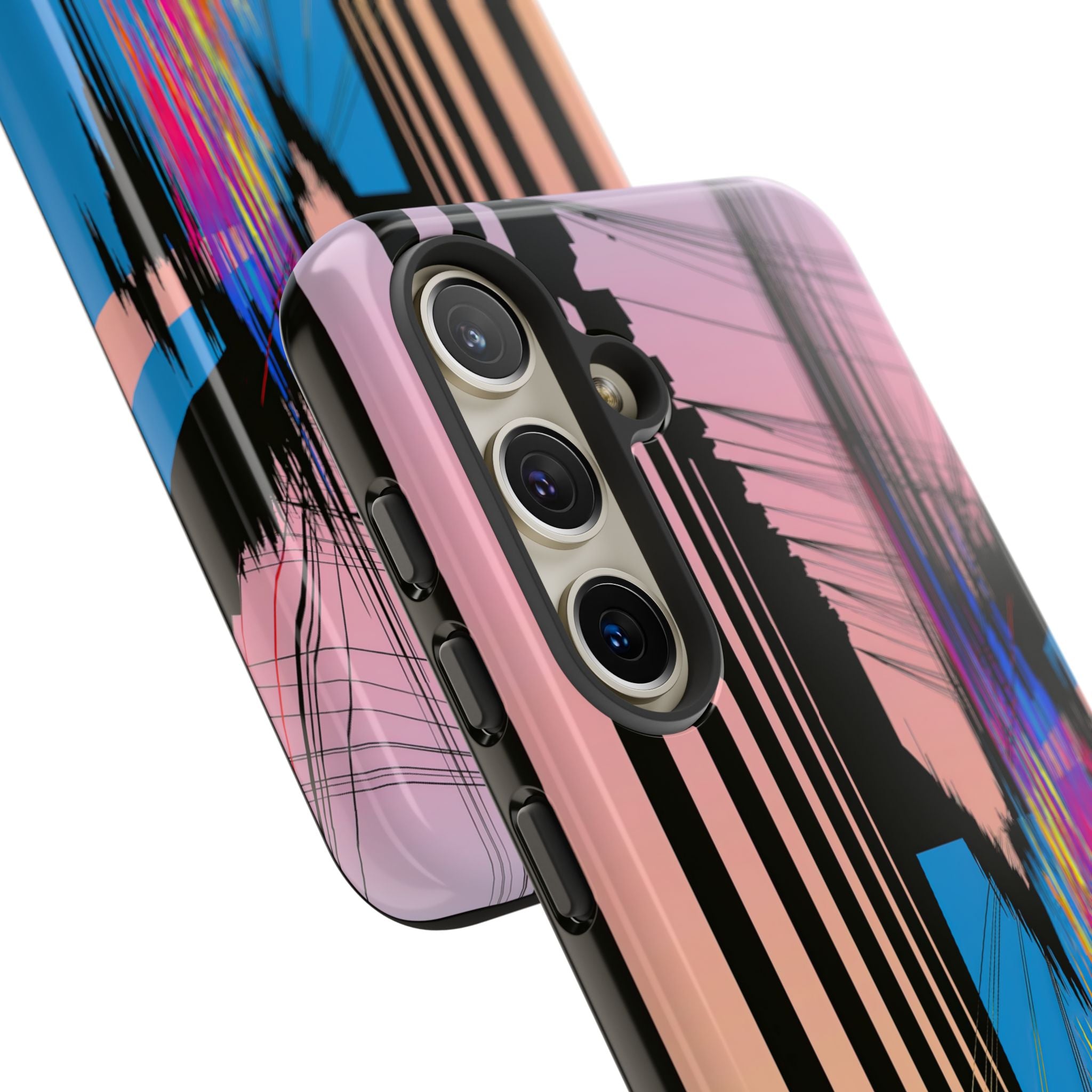 Blue Tough Phone Case for Samsung - Fractured Data Skyline