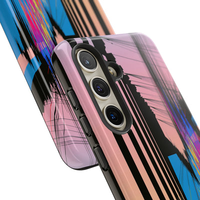 Blue Tough Phone Case for Samsung - Fractured Data Skyline