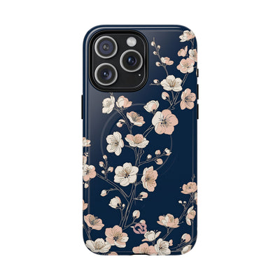 Blue Tough 2.0 Magsafe Phone Case for iPhone - Midnight Peach Sakura