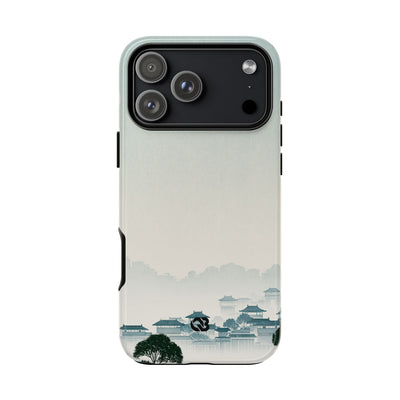 Blue Tough Phone Case for iPhone - Mist Valley Pagoda