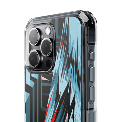 Blue Impact MagSafe Phone Case for iPhone - Glitch Peak Cyan