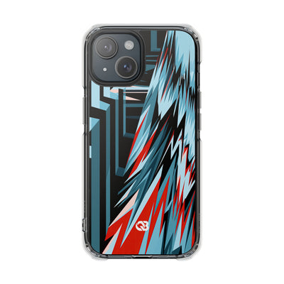 Blue Impact MagSafe Phone Case for iPhone - Glitch Peak Cyan