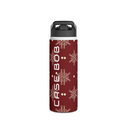 Cream Snowflakes Crimson - Stainless Steel Water Bottle