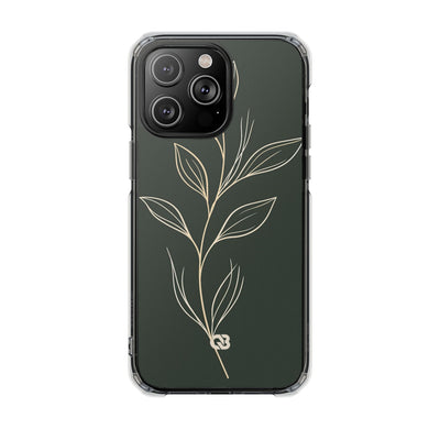 Minimal Botanical Stem · Clear Impact Magnetic Phone Case for iPhone ·  Green
