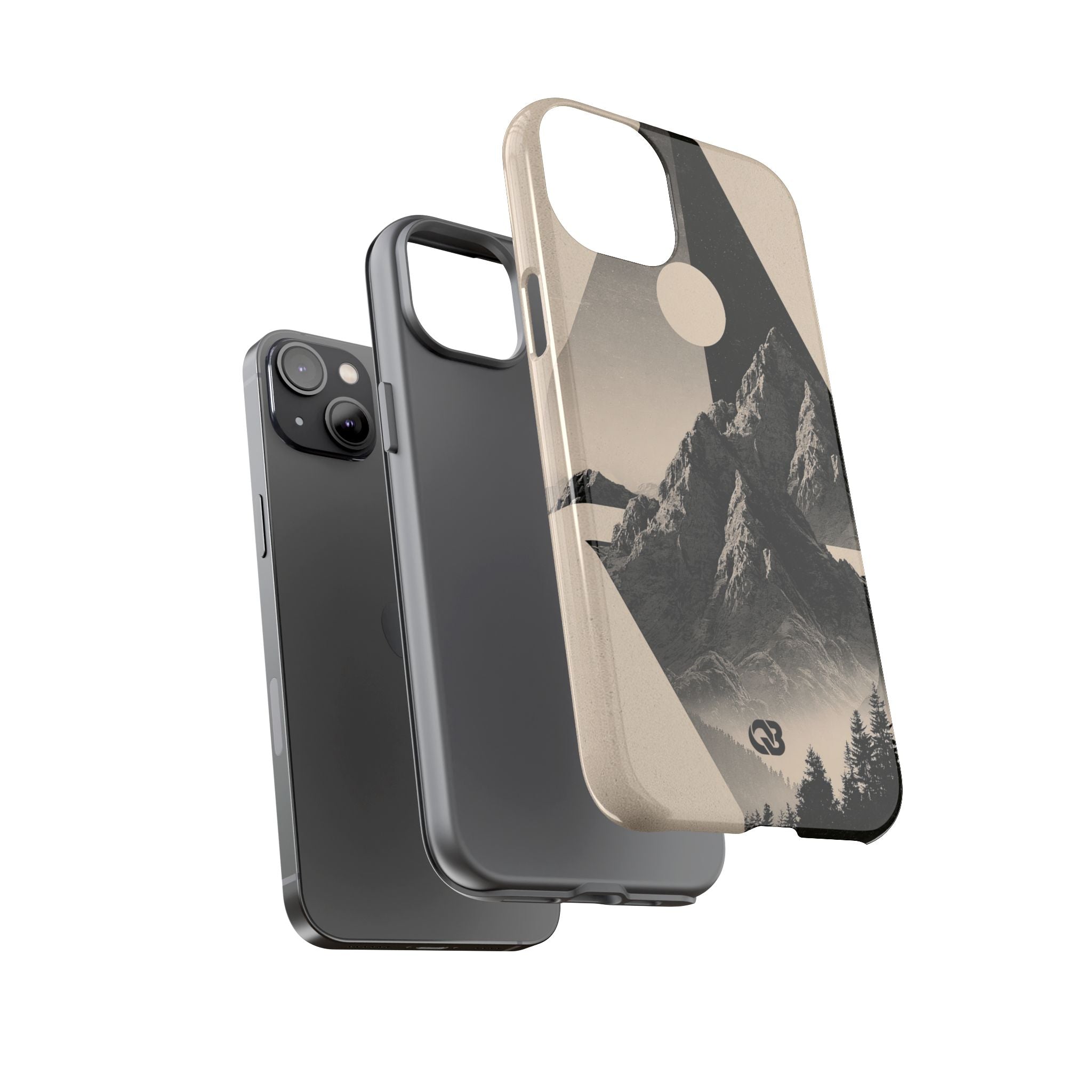Beige Tough Phone Case for iPhone - Obsidian Summit Parchment