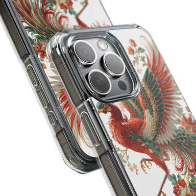 Vermilion Imperial Phoenix · Clear Impact Magnetic Phone Case for iPhone · Red