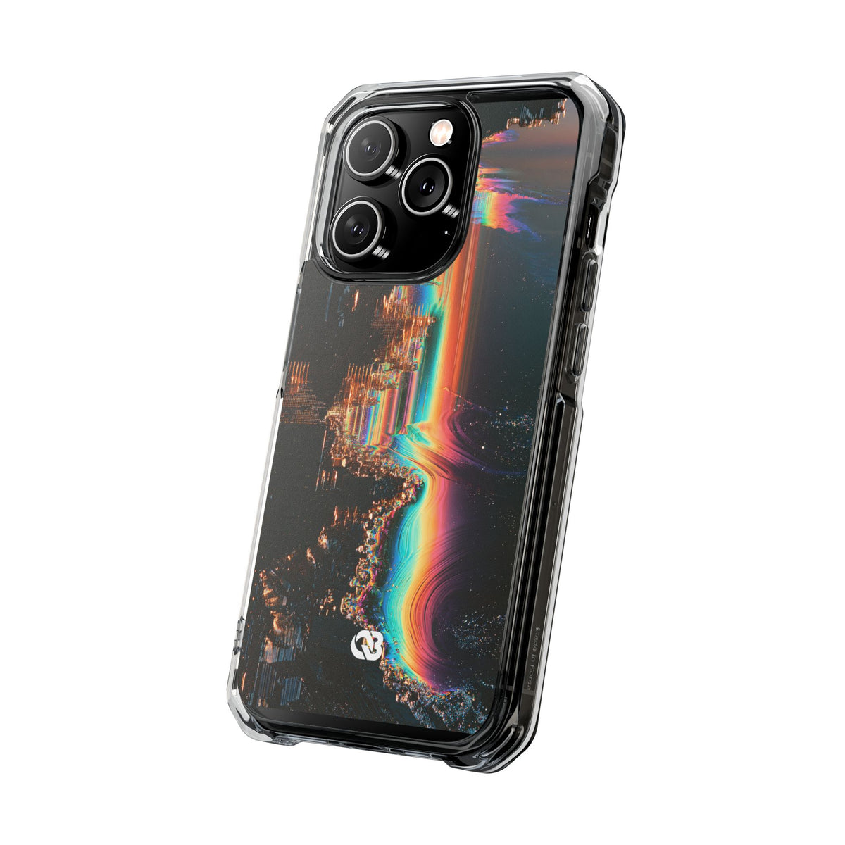 Prismatic Circuit · Clear Impact Magnetic Phone Case for iPhone · Black