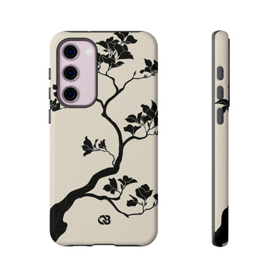 Beige Tough Phone Case for Samsung - Obsidian Bonsai Silhouette
