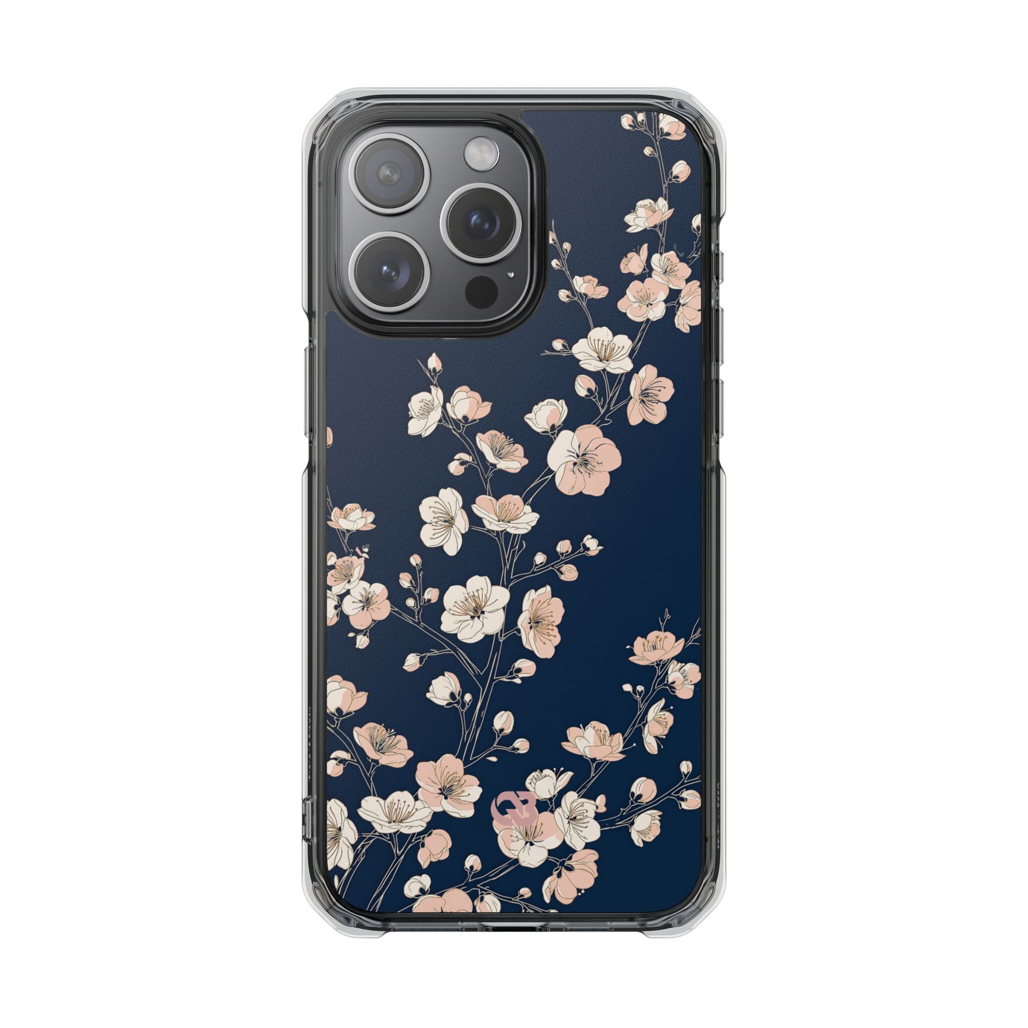 Blue Impact MagSafe Phone Case for iPhone - Midnight Peach Sakura