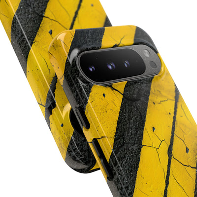 Cracked Hazard Stripes · Tough Phone Case for Google Pixel