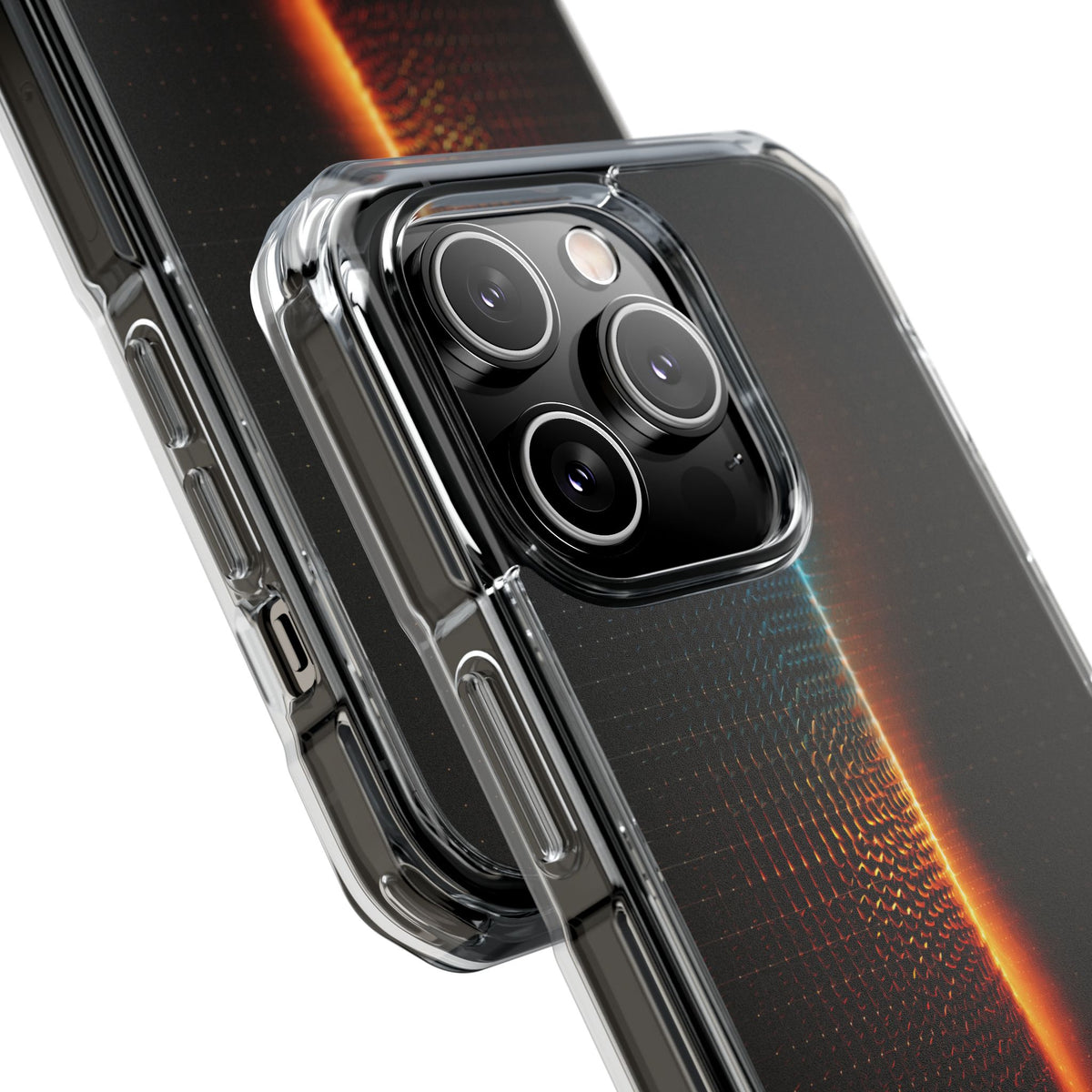 Luminous Refraction Grid · Clear Impact Magnetic Phone Case for iPhone · Black