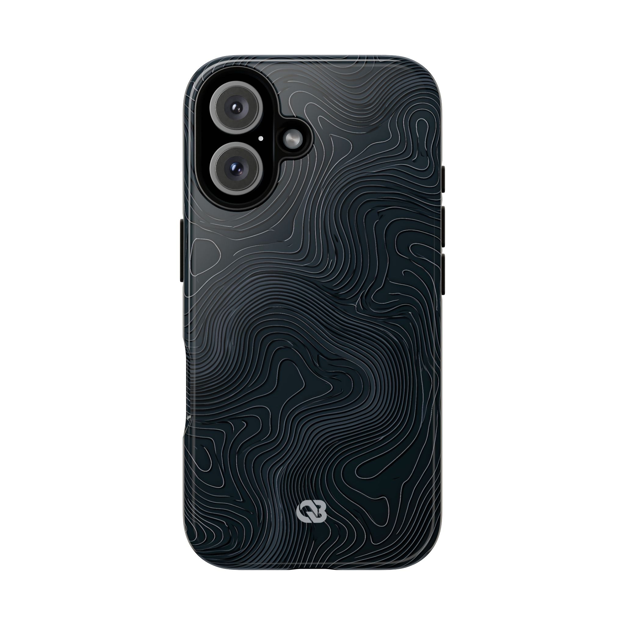 Black Tough Phone Case for iPhone - Obsidian Ridge Topo