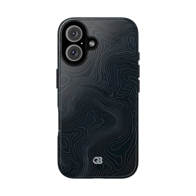 Black Tough Phone Case for iPhone - Obsidian Ridge Topo