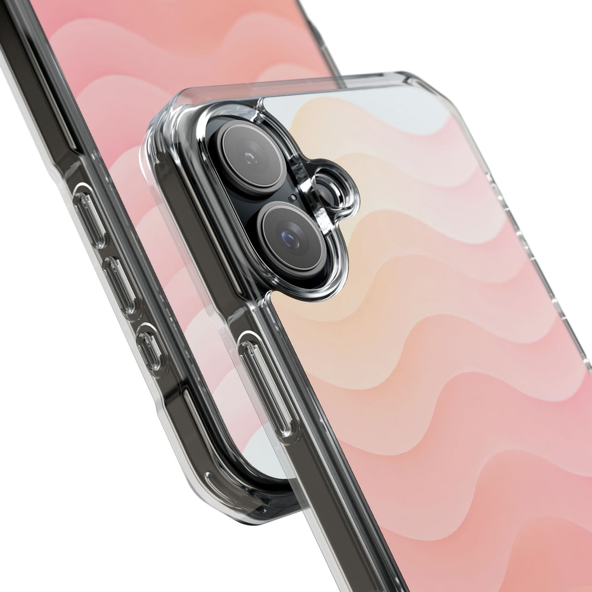 Blush Horizon Waves · Clear Impact Magnetic Phone Case for iPhone · Pink