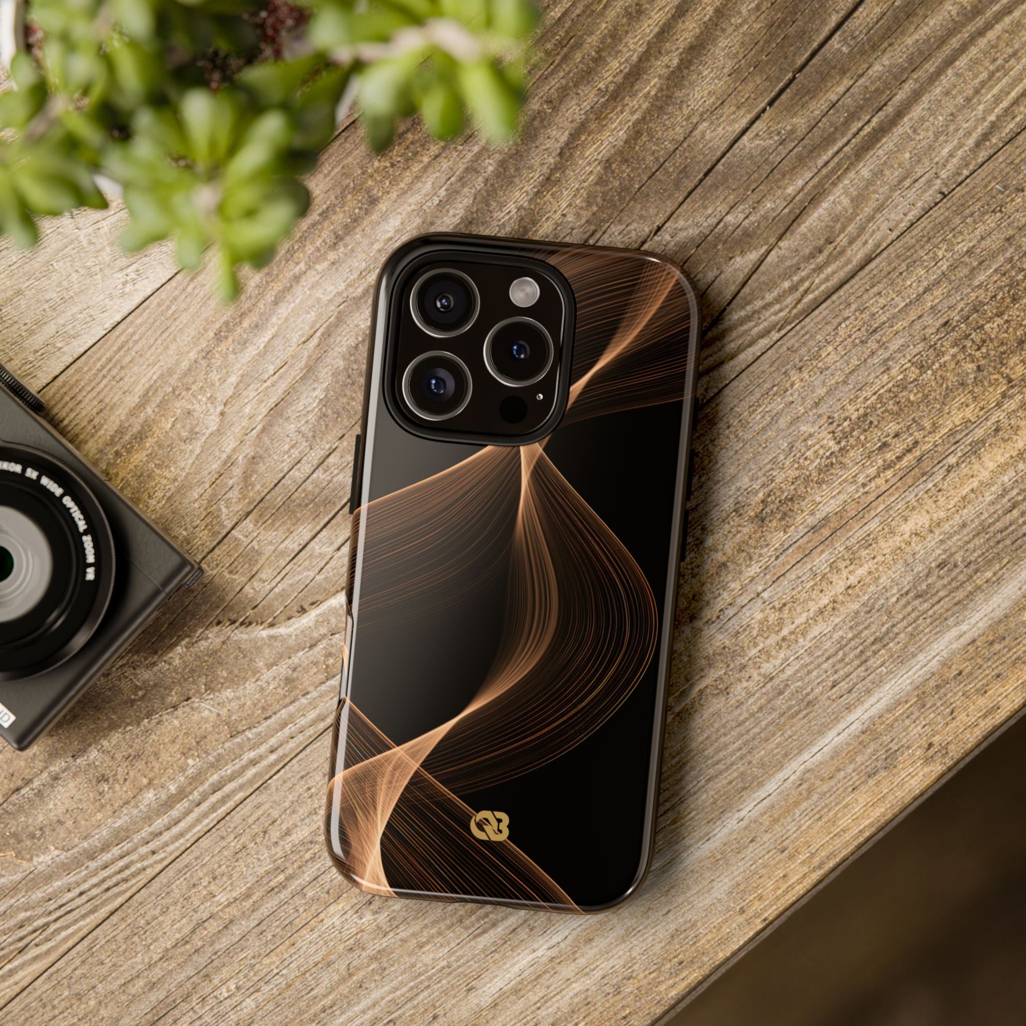 Brown Tough Phone Case for iPhone - Copper Silk Wave