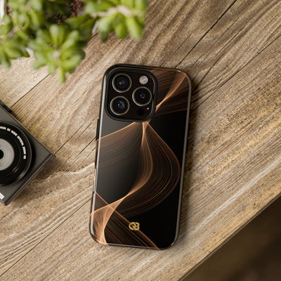 Brown Tough Phone Case for iPhone - Copper Silk Wave