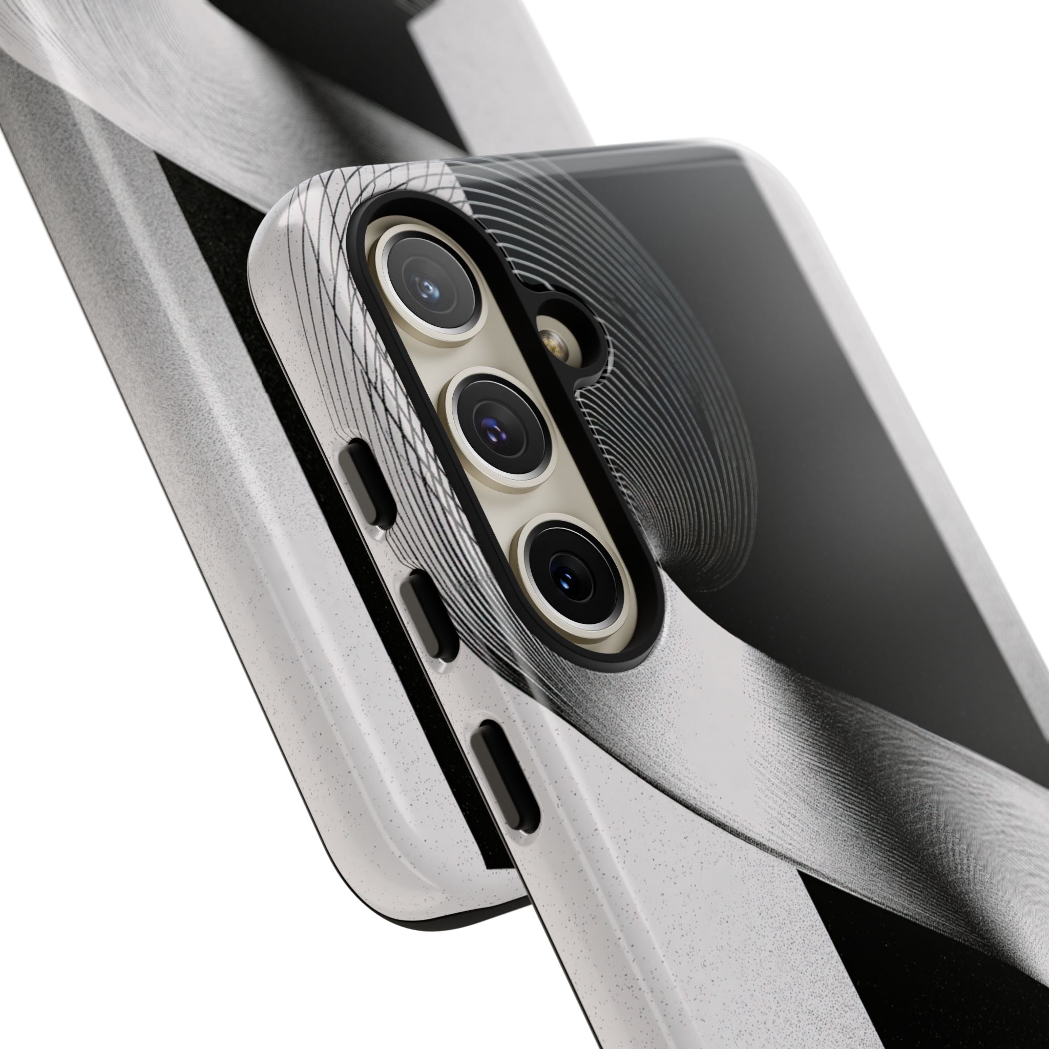 Grey Tough Phone Case for Samsung - Obsidian Moiré Wave