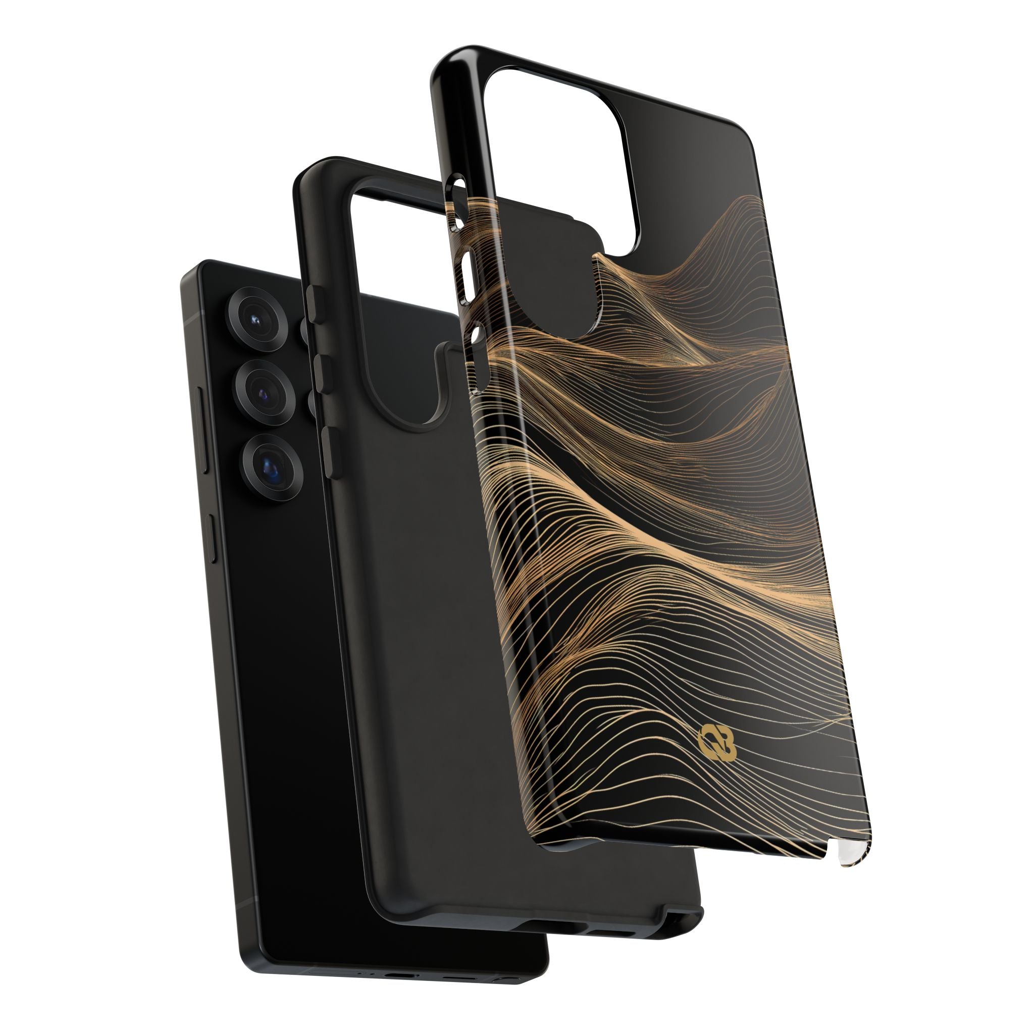 Black Tough Phone Case for Samsung - Copper Topo Ridge