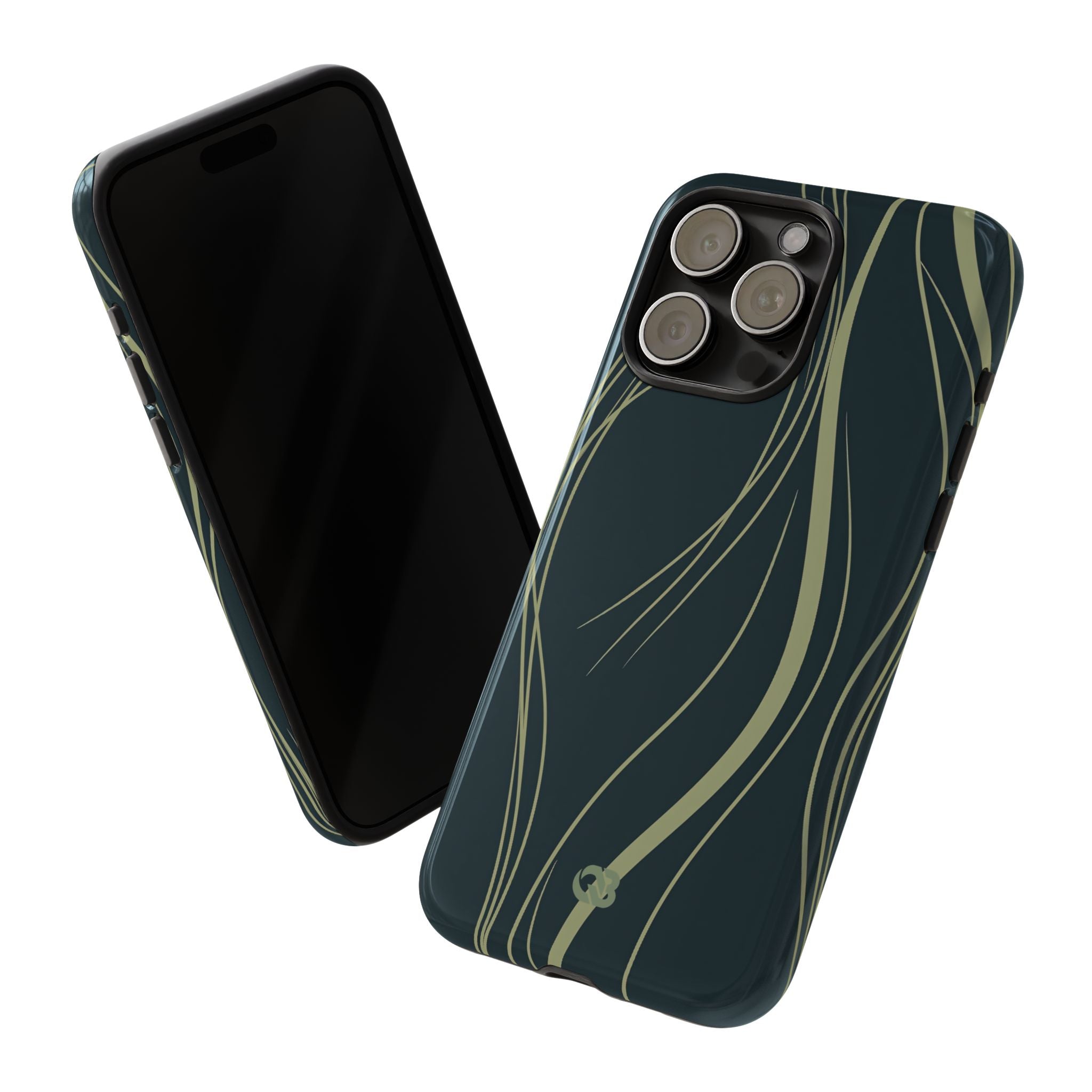 Green Tough Phone Case for iPhone - Obsidian Sage Flow