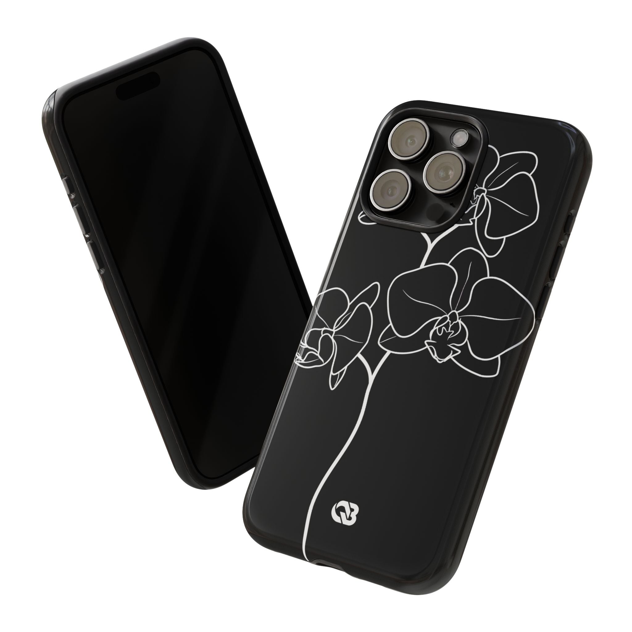 Black Tough Phone Case for iPhone - Noir Alabaster Orchid