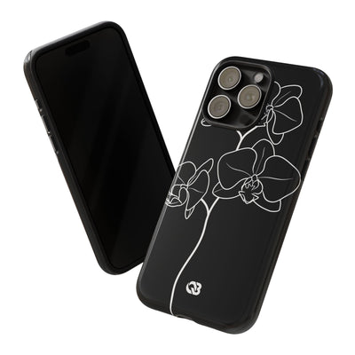 Black Tough Phone Case for iPhone - Noir Alabaster Orchid