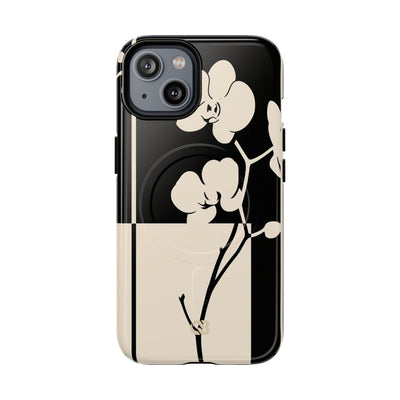 Beige Tough 2.0 Magsafe Phone Case for iPhone - Nocturnal Orchid Frame