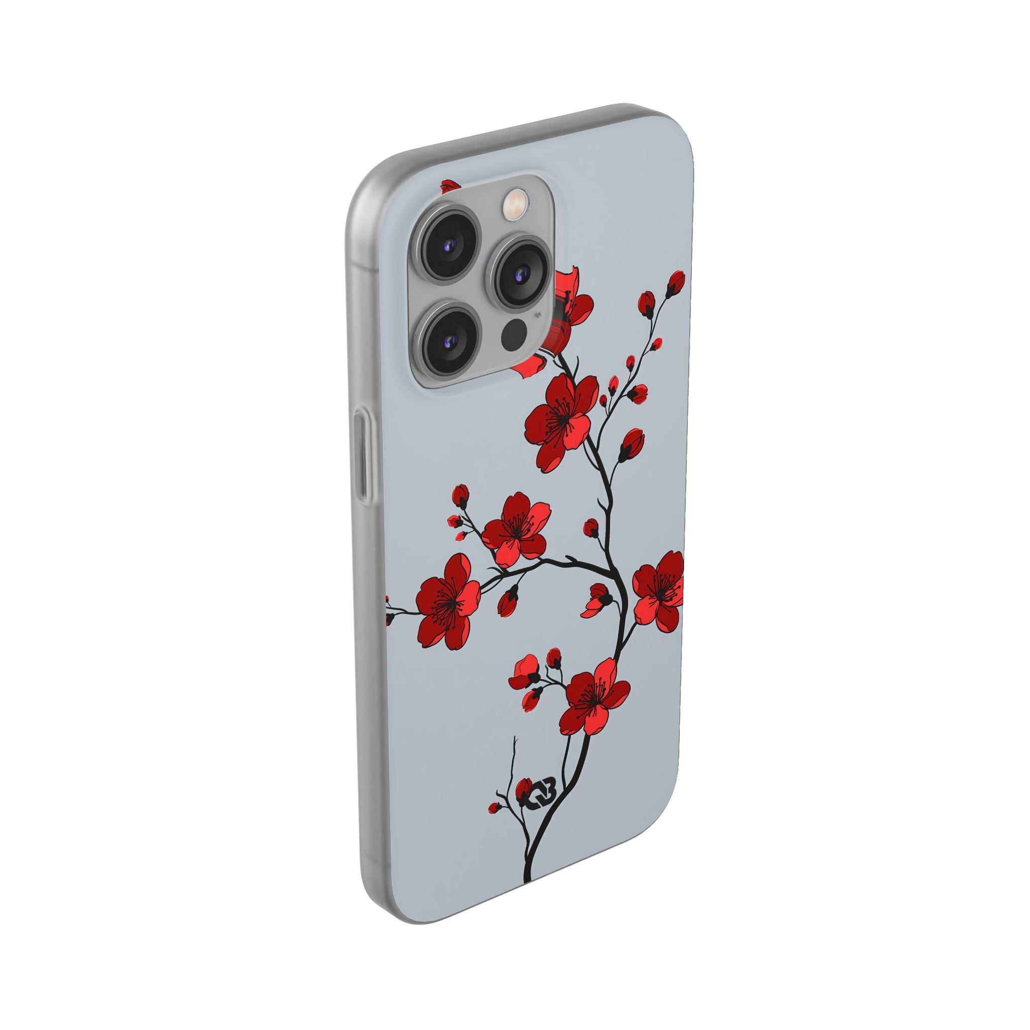 Grey Lite Phone Case for iPhone - Crimson Blossom Onyx