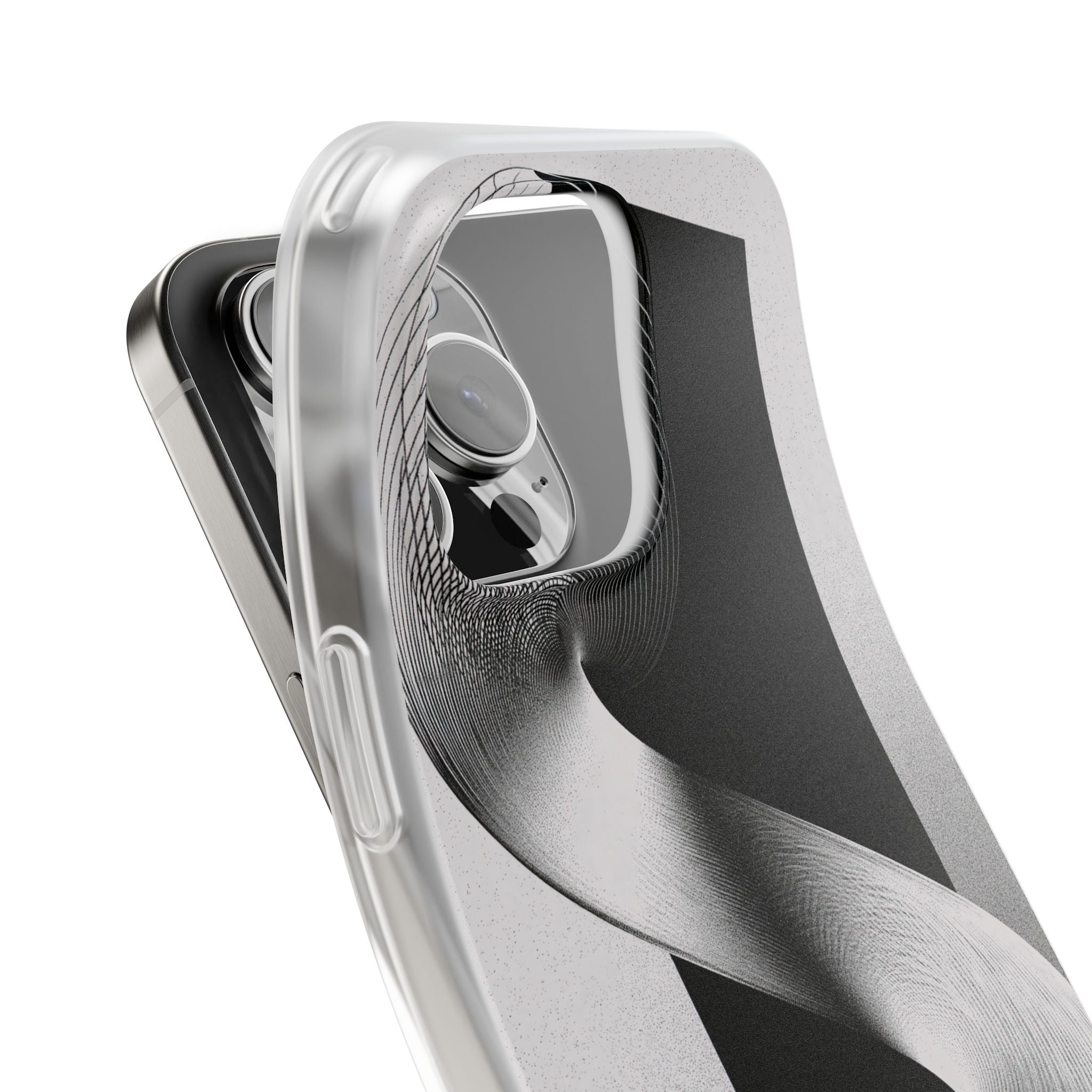 Grey Lite Phone Case for iPhone - Obsidian Moiré Wave