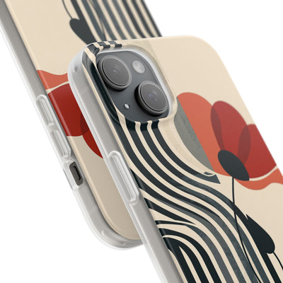 Beige Lite Phone Case for iPhone - Crimson Line Bloom