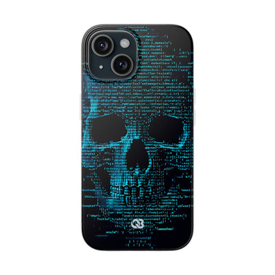 Cyan Glitch Skull · Soft Phone Case for iPhone