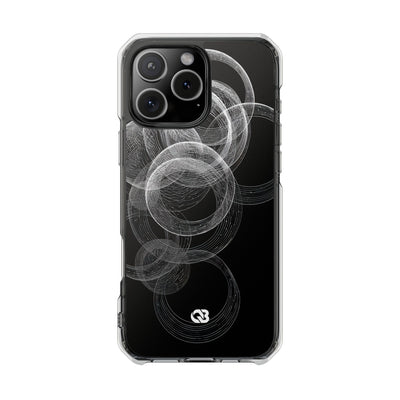 Black Impact MagSafe Phone Case for iPhone - Kinetic Wireframe Orbit