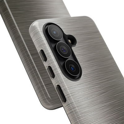 Grey Tough Phone Case for Samsung - Brushed Industrial Steel