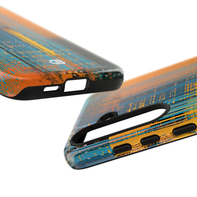 Cyber Glitch Stream · Tough Phone Case for Samsung · Teal