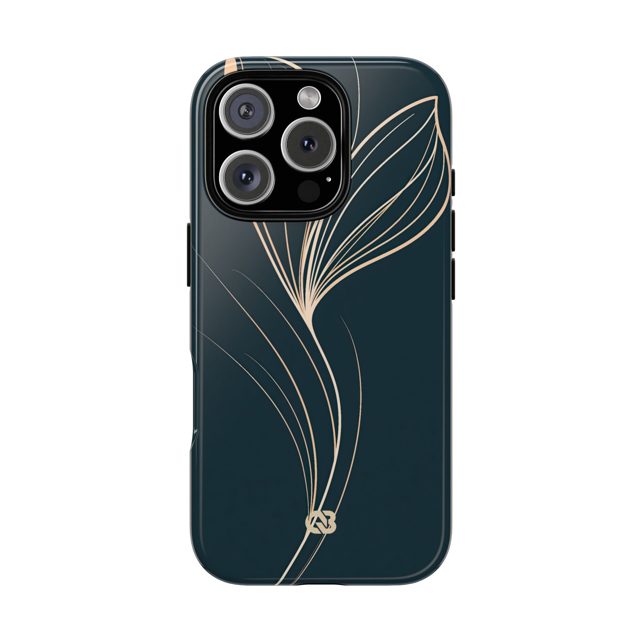 Teal Tough Phone Case for iPhone - Sandstone Silk Flora