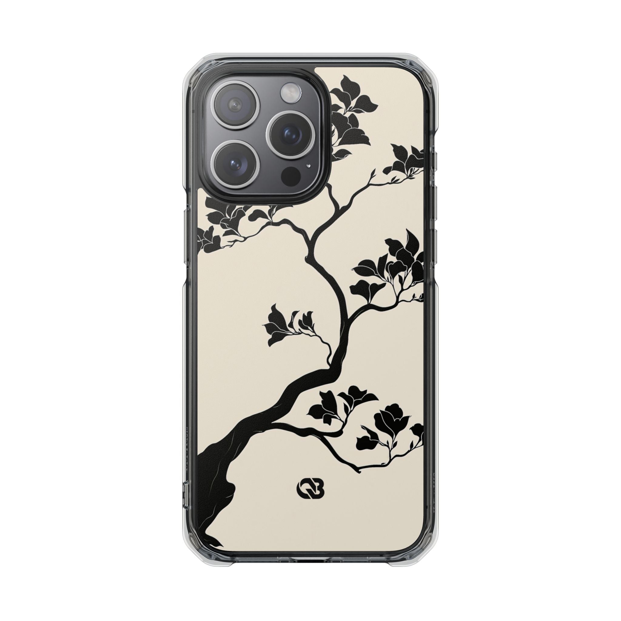 Beige Impact MagSafe Phone Case for iPhone - Obsidian Bonsai Silhouette