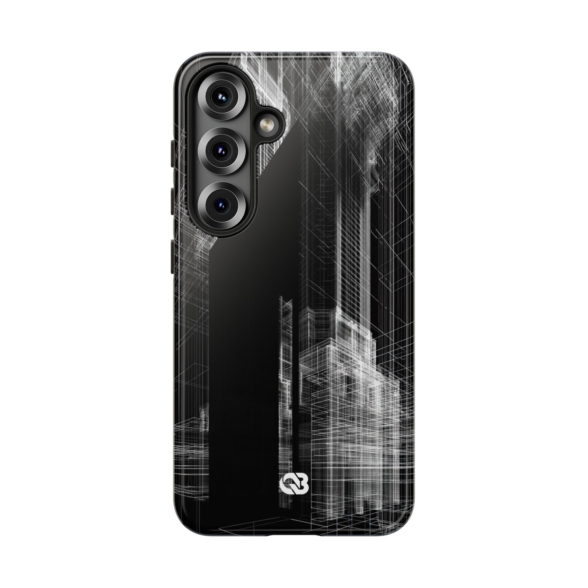 Black Tough Phone Case for Samsung - Ghost Urban Wireframe