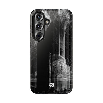 Black Tough Phone Case for Samsung - Ghost Urban Wireframe