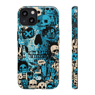 Electric Skull Graffiti · Tough Phone Case for iPhone · Blue
