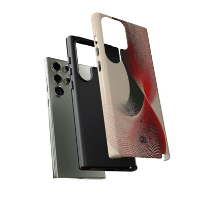 Red Tough Phone Case for Samsung - Crimson Grid Vortex