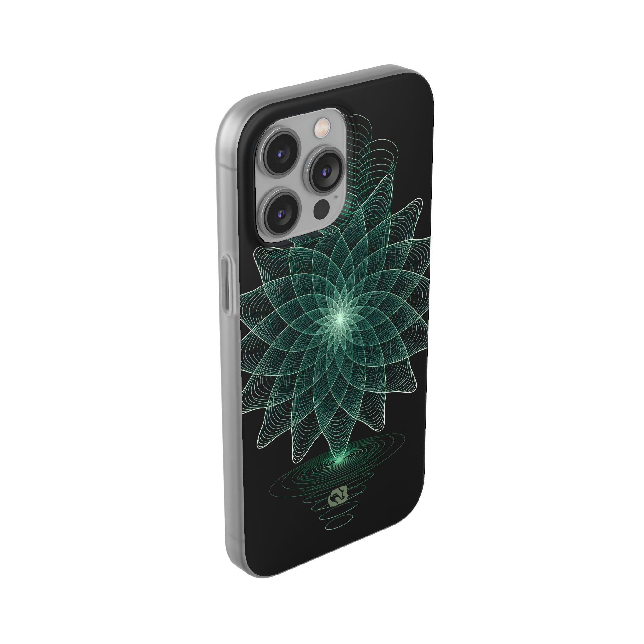 Green Lite Phone Case for iPhone - Cyan Signal Bloom