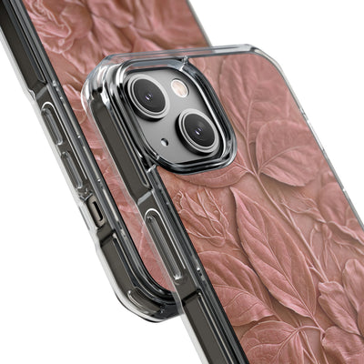 Blush Rose Relief · Clear Impact Magnetic Phone Case for iPhone · Pink