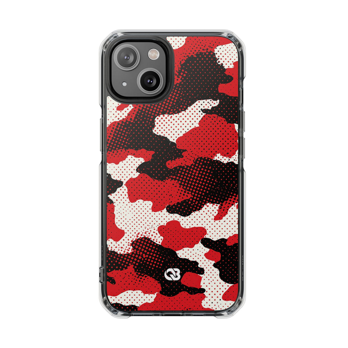 Crimson Halftone Camo · Clear Impact Magnetic Phone Case for iPhone · Red