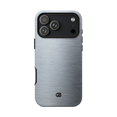 Silver Tough Phone Case for iPhone - Satin Chrome Grain