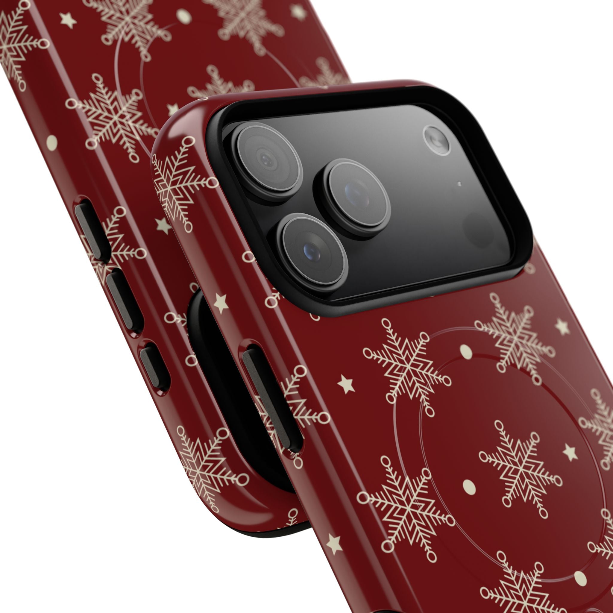 Cream Snowflake Crimson iPhone 17 Pro Max Case - Tough+ - CASE•BOB