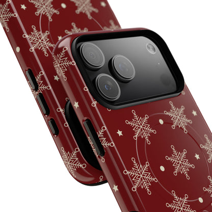 Cream Snowflake Crimson iPhone 17 Pro Max Case - Tough+ - CASE•BOB