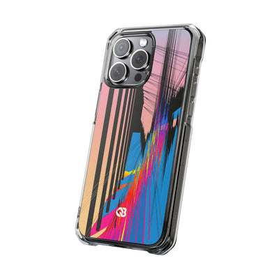 Blue Impact MagSafe Phone Case for iPhone - Fractured Data Skyline